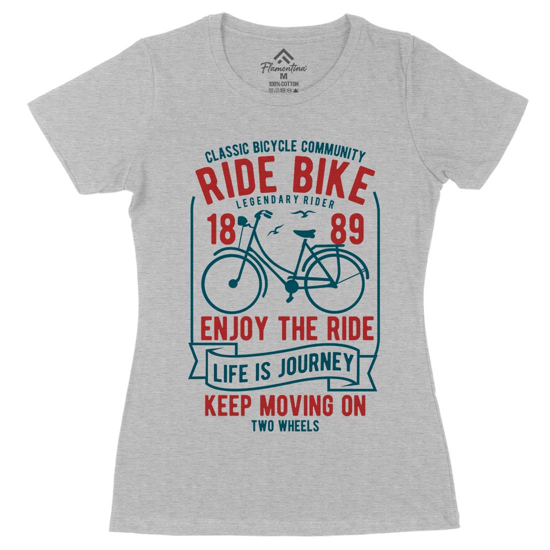 Ride Bike Womens Organic Crew Neck T-Shirt Bikes B438