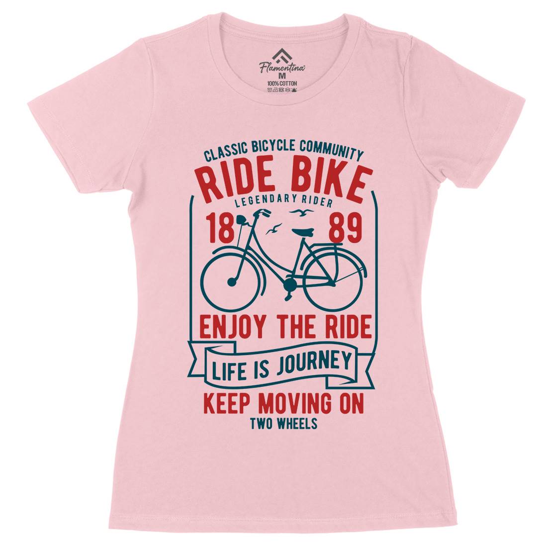 Ride Bike Womens Organic Crew Neck T-Shirt Bikes B438
