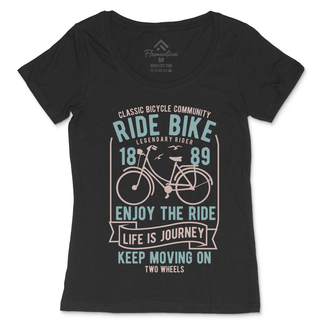 Ride Bike Womens Scoop Neck T-Shirt Bikes B438