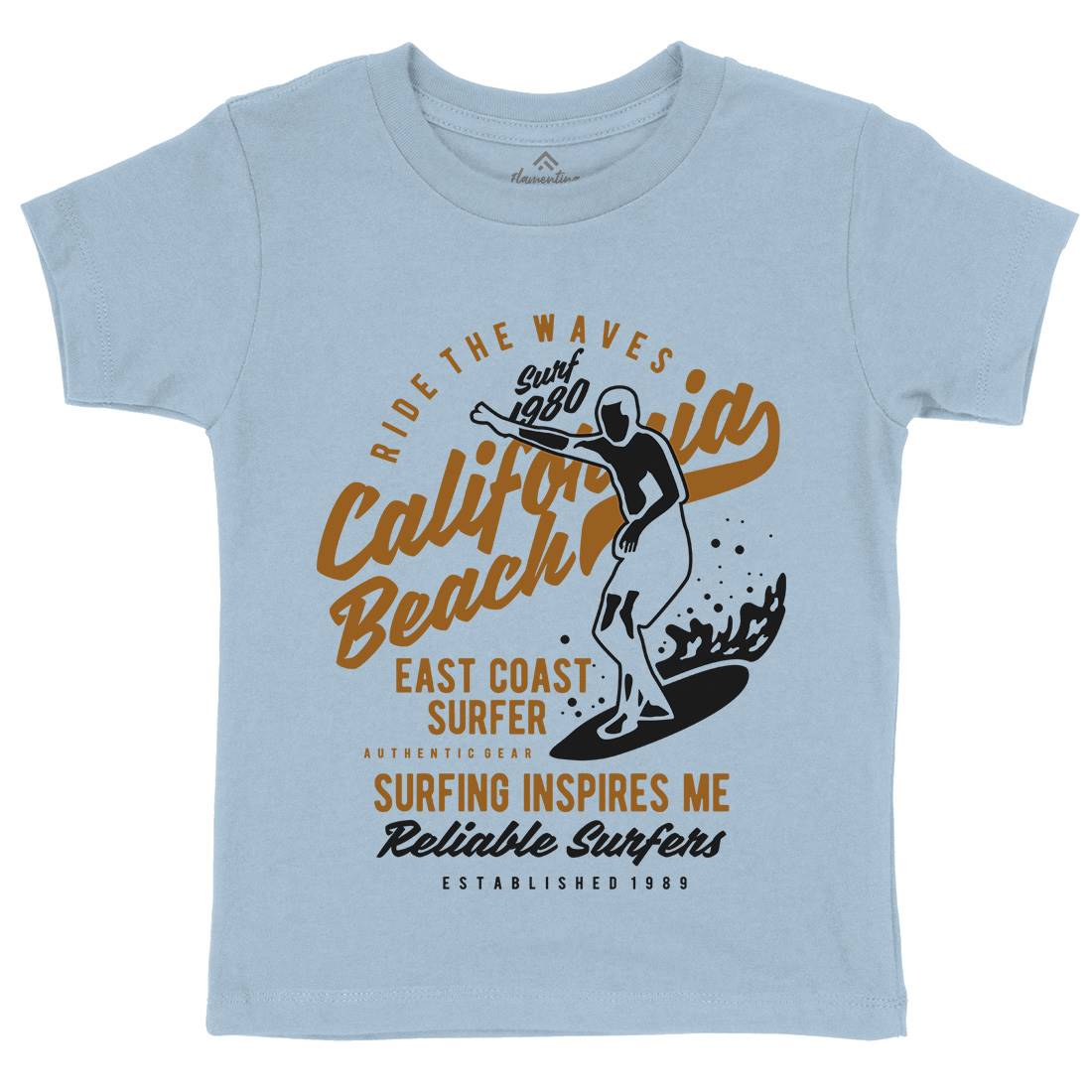Ride The Waves In California Kids Crew Neck T-Shirt Surf B439