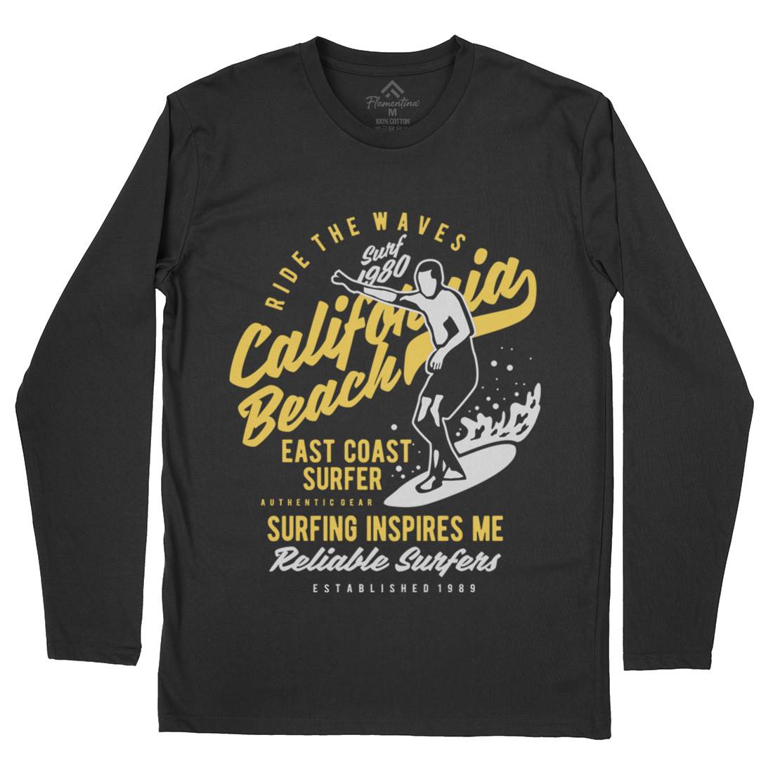 Ride The Waves In California Mens Long Sleeve T-Shirt Surf B439