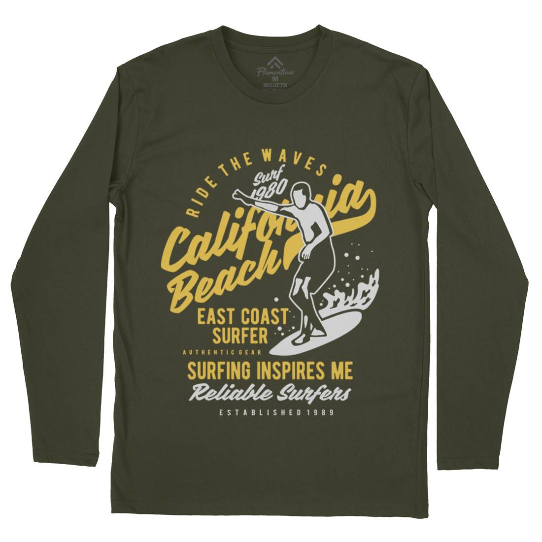 Ride The Waves In California Mens Long Sleeve T-Shirt Surf B439