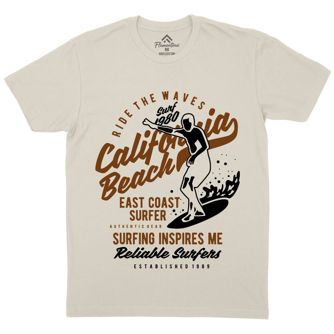 Ride The Waves In California Mens Organic Crew Neck T-Shirt Surf B439
