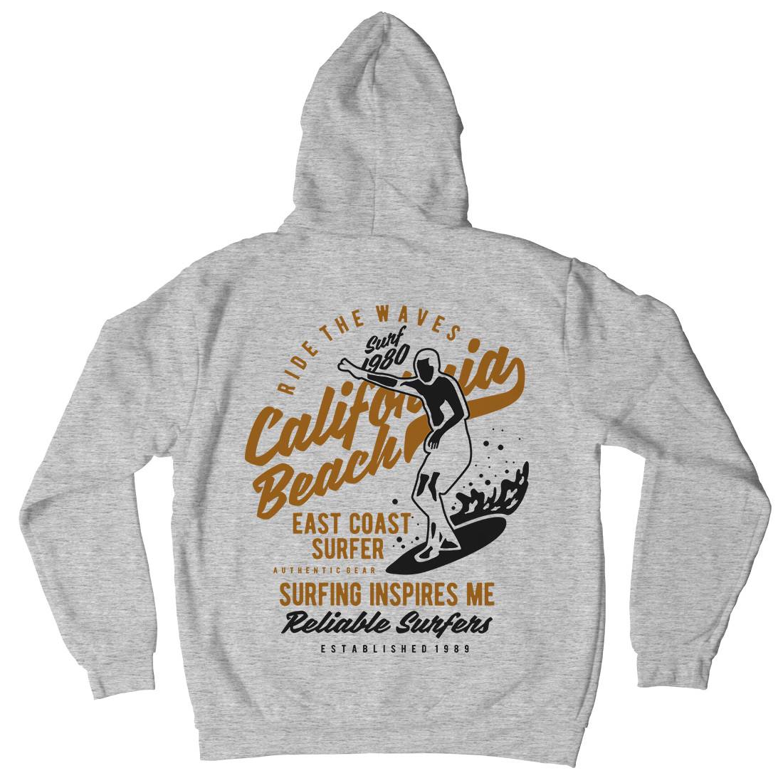 Ride The Waves In California Mens Hoodie With Pocket Surf B439