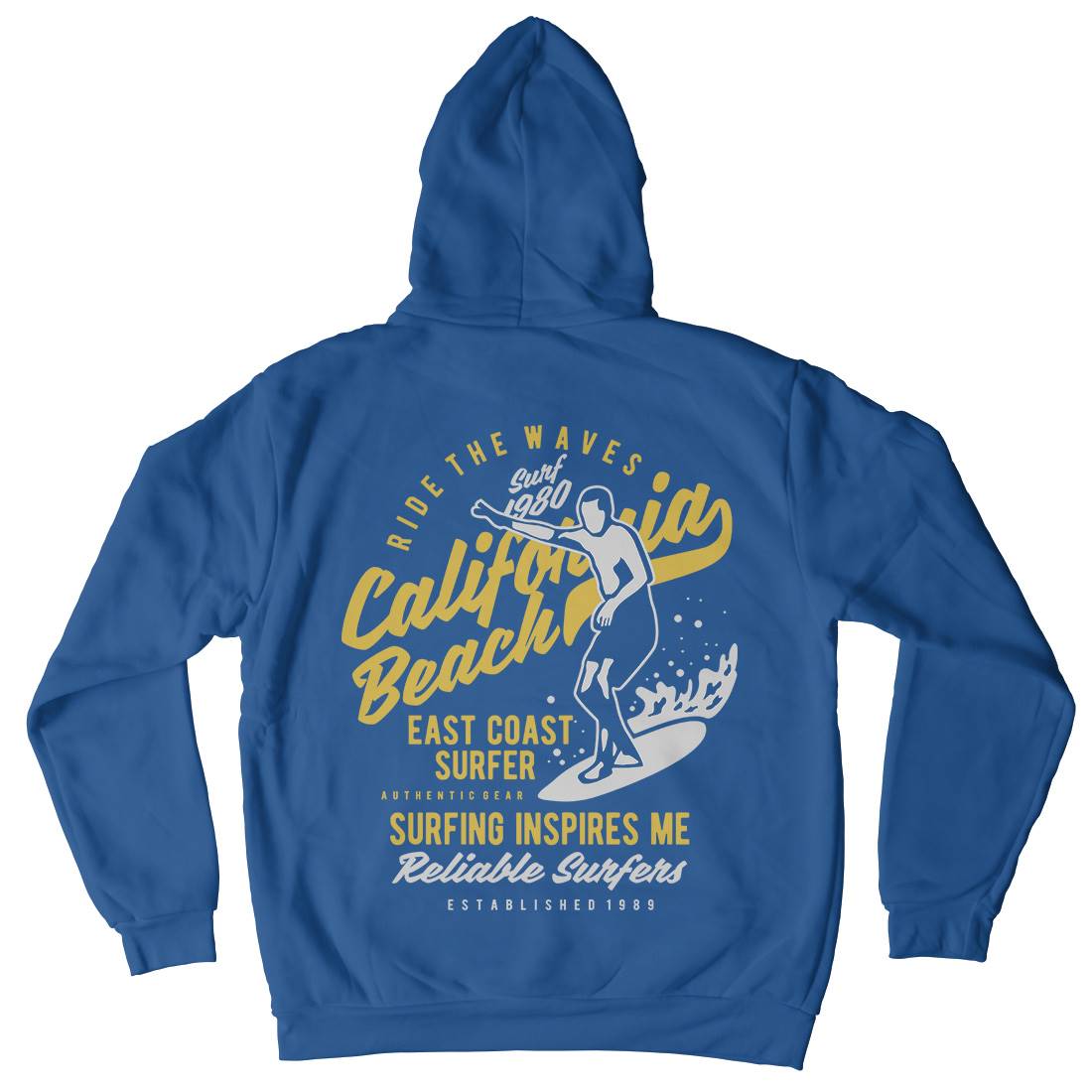 Ride The Waves In California Mens Hoodie With Pocket Surf B439