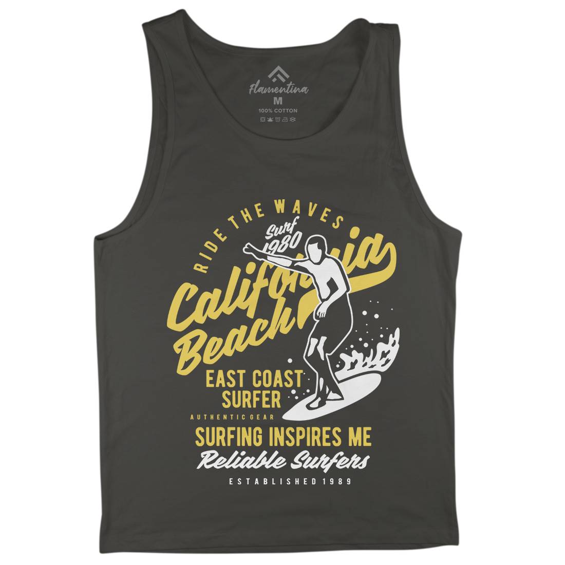 Ride The Waves In California Mens Tank Top Vest Surf B439