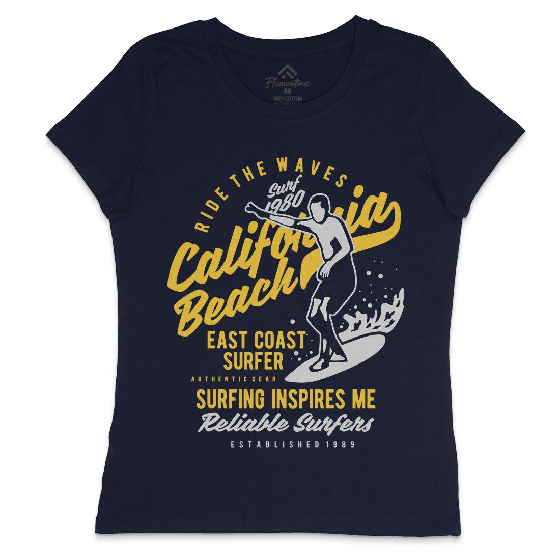 Ride The Waves In California Womens Crew Neck T-Shirt Surf B439