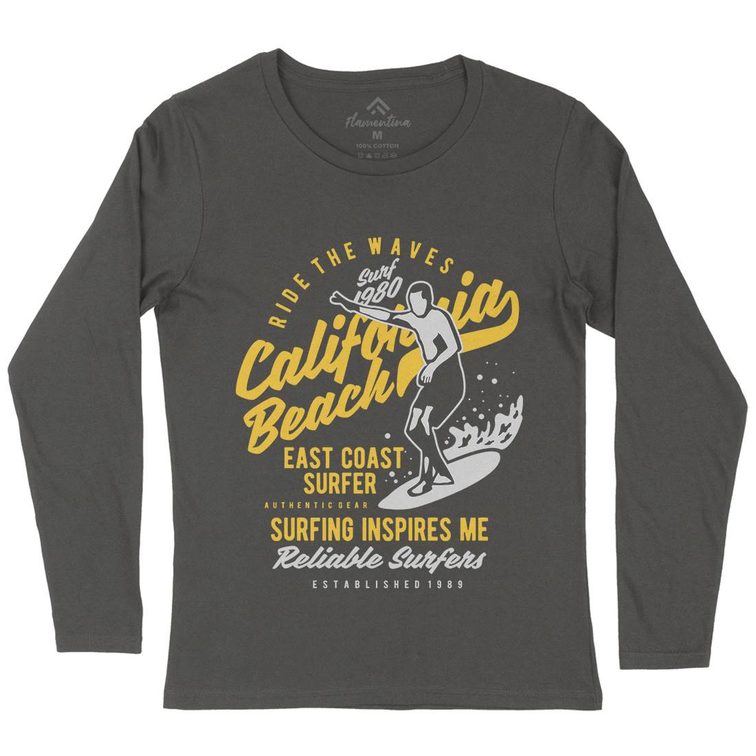 Ride The Waves In California Womens Long Sleeve T-Shirt Surf B439