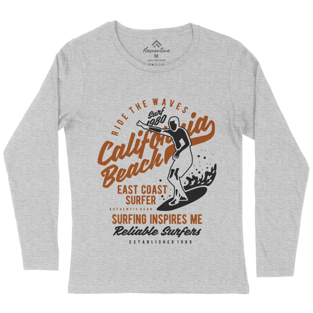 Ride The Waves In California Womens Long Sleeve T-Shirt Surf B439
