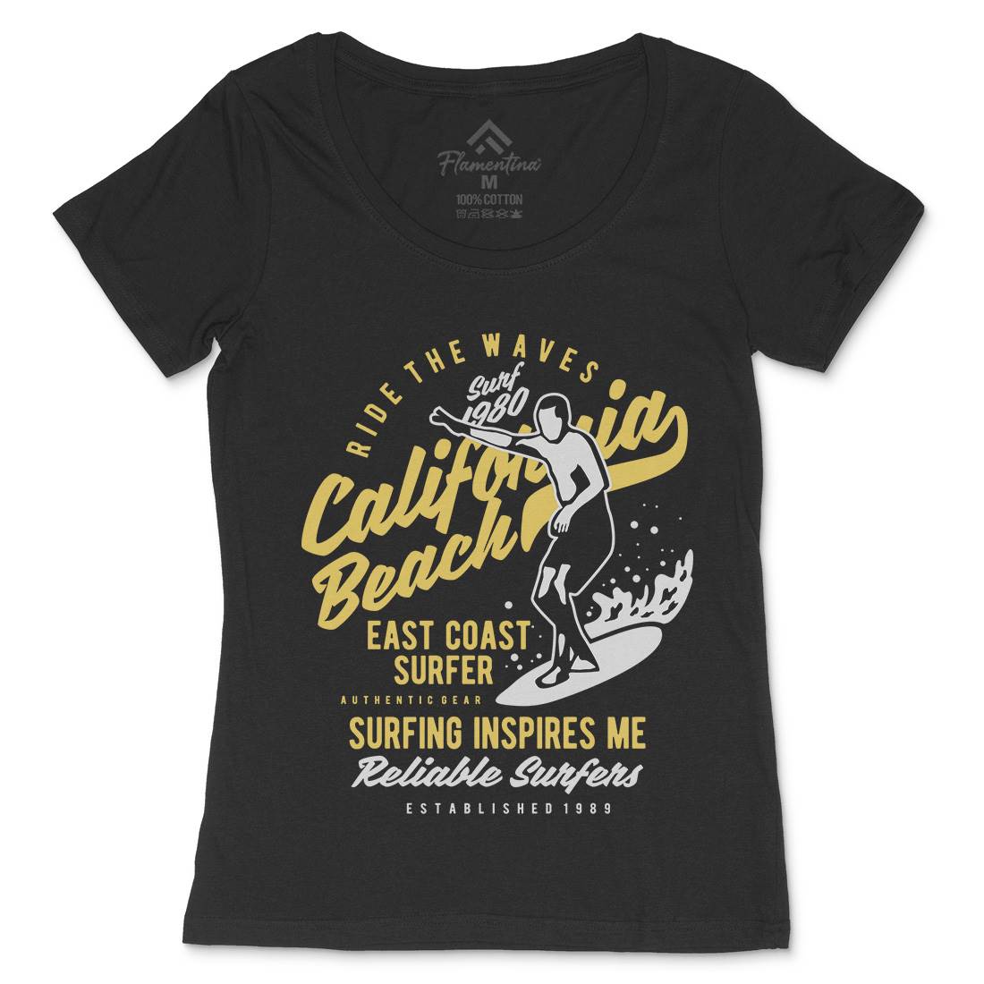 Ride The Waves In California Womens Scoop Neck T-Shirt Surf B439