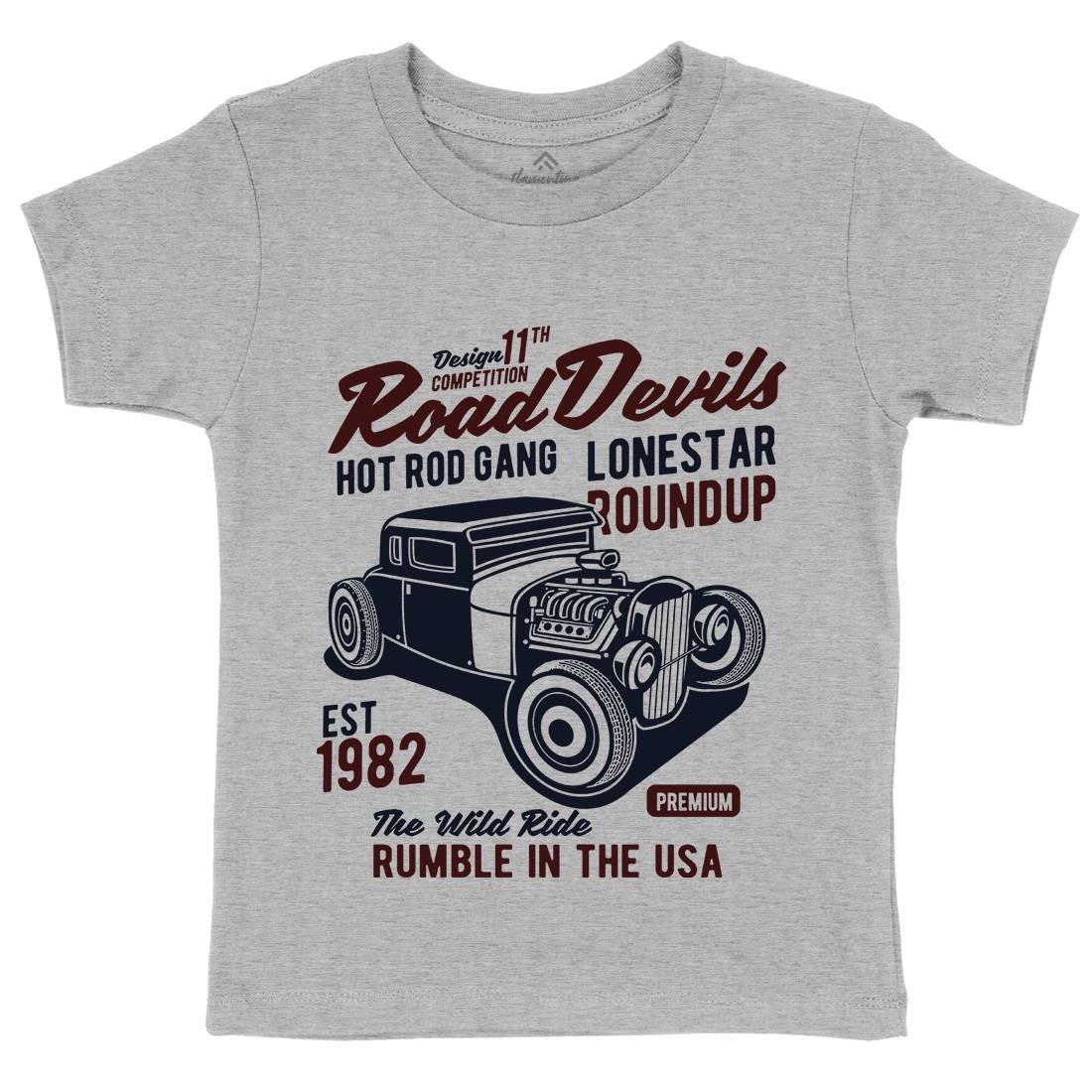 Road Devils Kids Organic Crew Neck T-Shirt Cars B440