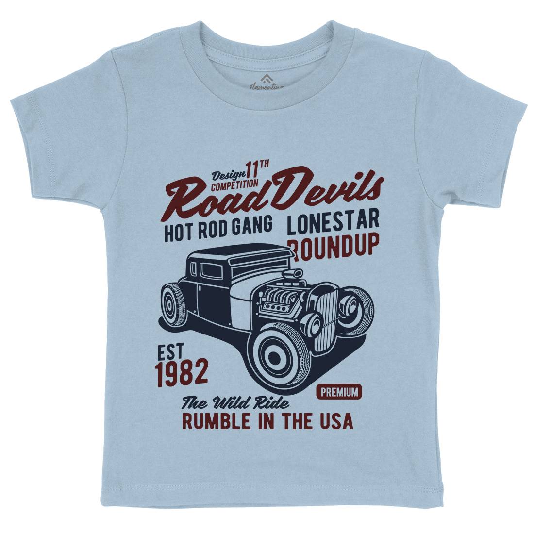 Road Devils Kids Crew Neck T-Shirt Cars B440