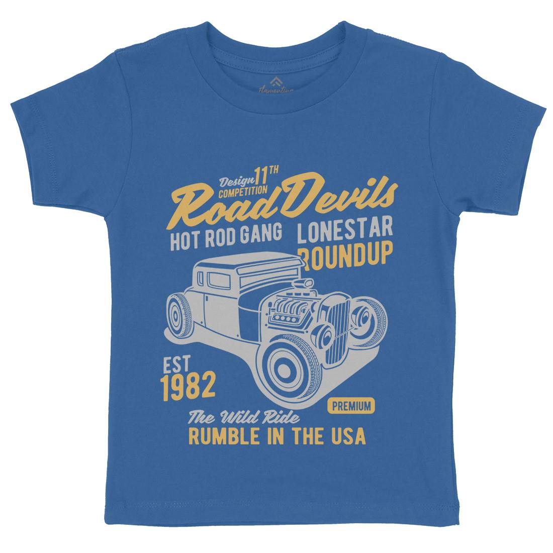 Road Devils Kids Crew Neck T-Shirt Cars B440