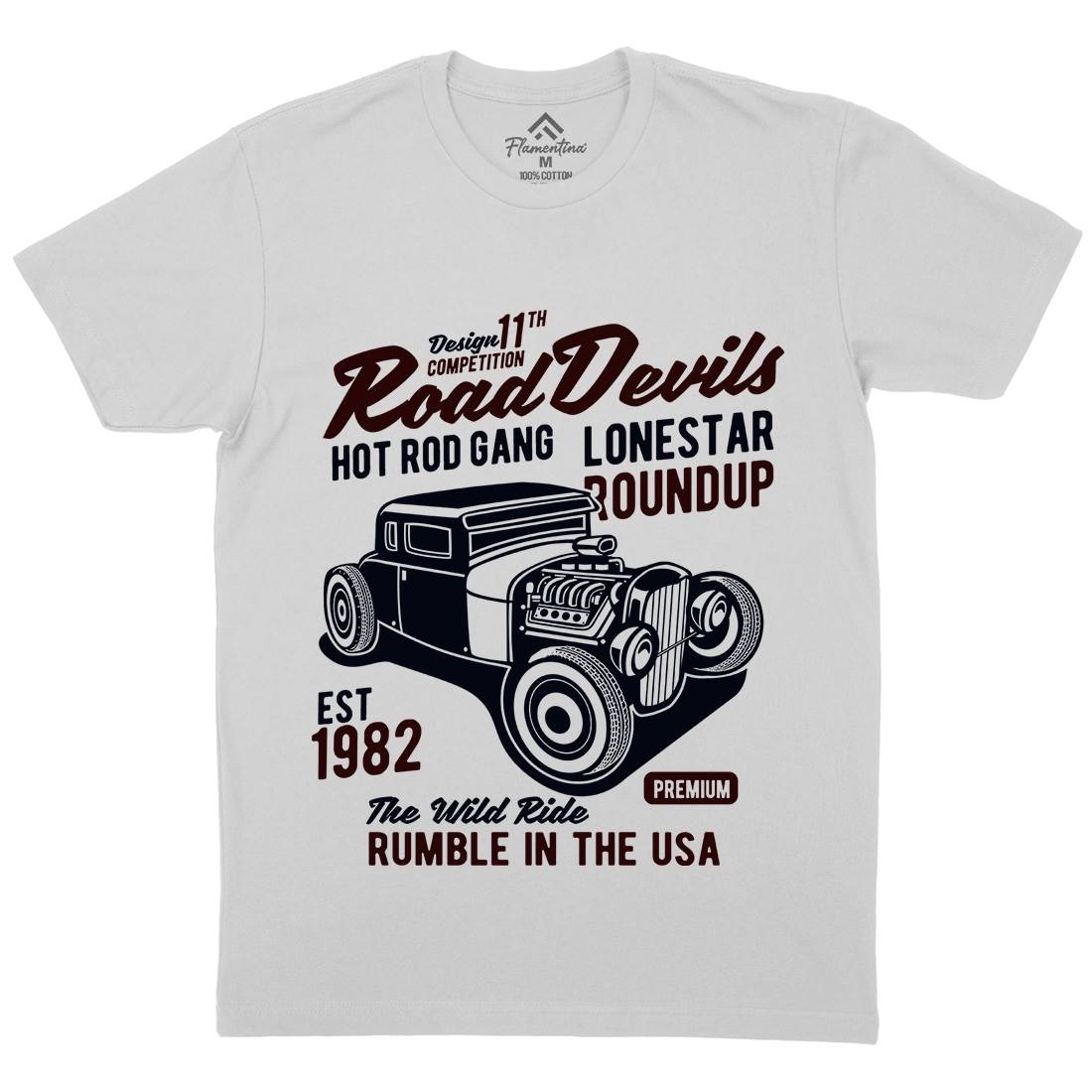 Road Devils Mens Crew Neck T-Shirt Cars B440