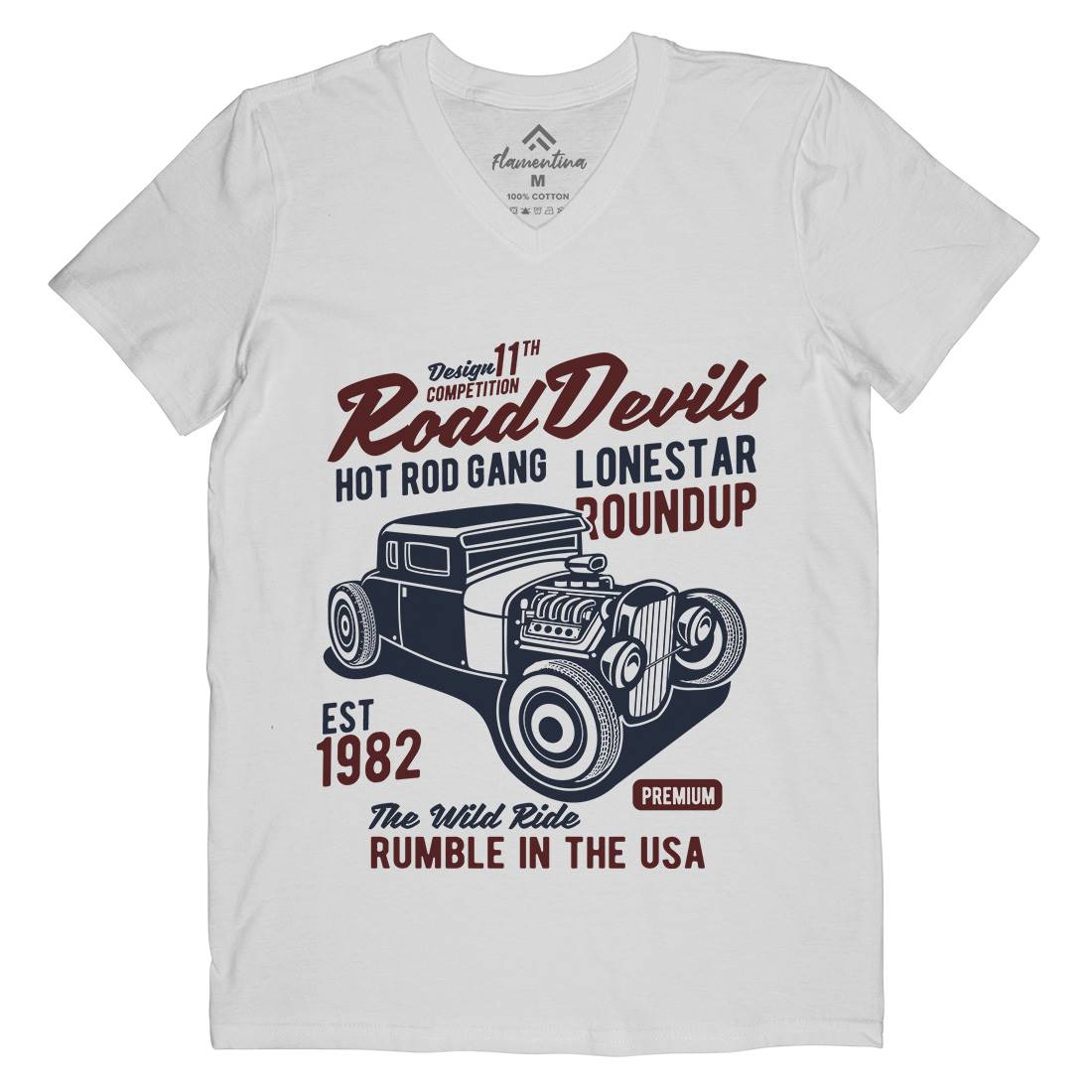 Road Devils Mens V-Neck T-Shirt Cars B440
