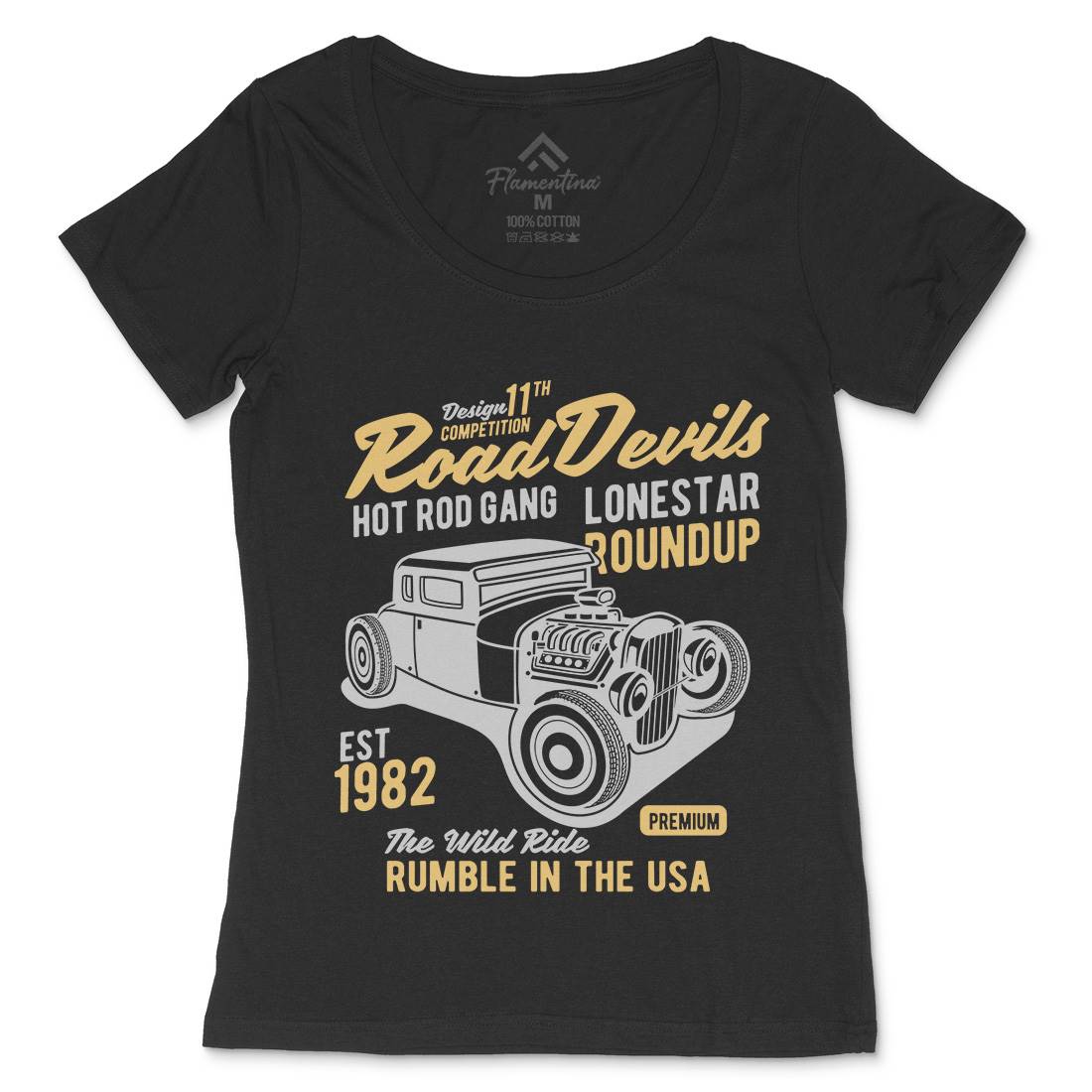 Road Devils Womens Scoop Neck T-Shirt Cars B440