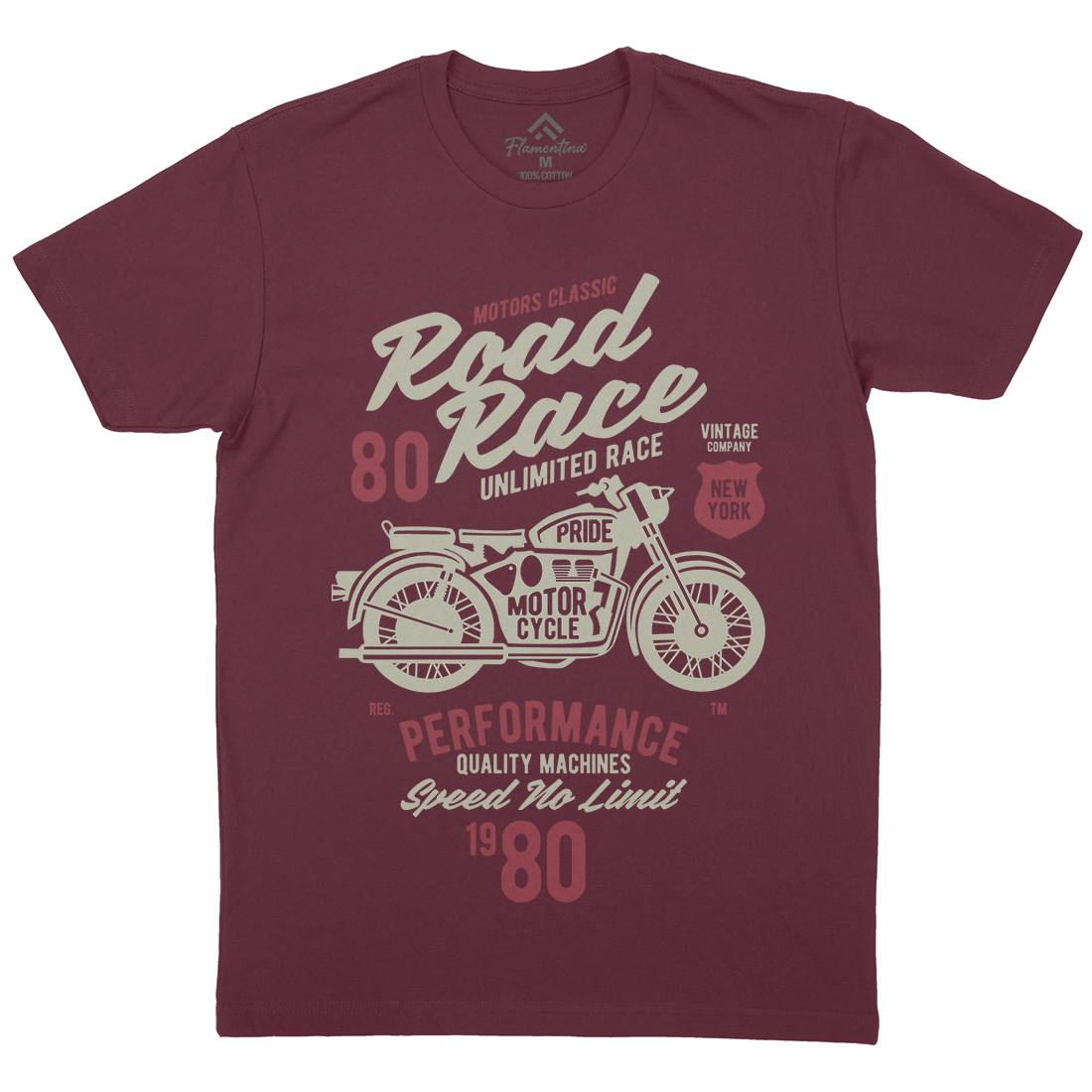 Road Race Mens Organic Crew Neck T-Shirt Motorcycles B441