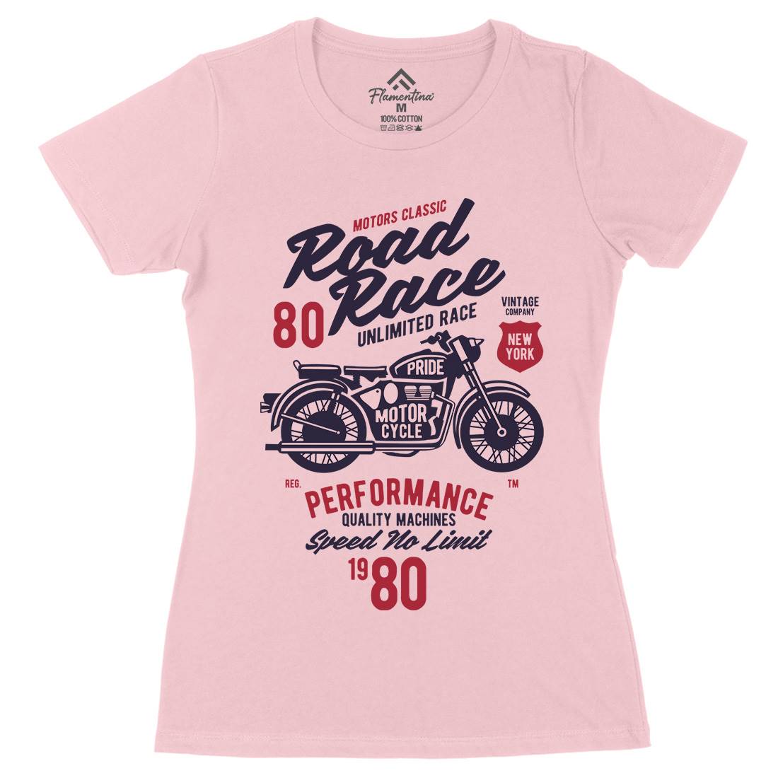 Road Race Womens Organic Crew Neck T-Shirt Motorcycles B441