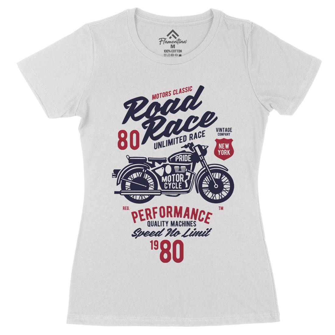 Road Race Womens Organic Crew Neck T-Shirt Motorcycles B441