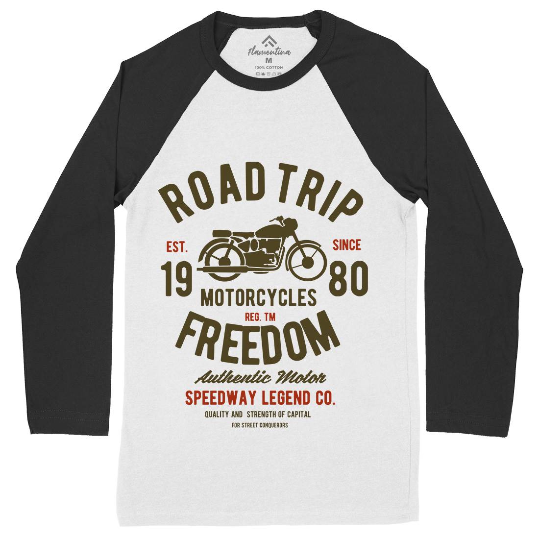Road Trip Mens Long Sleeve Baseball T-Shirt Motorcycles B442