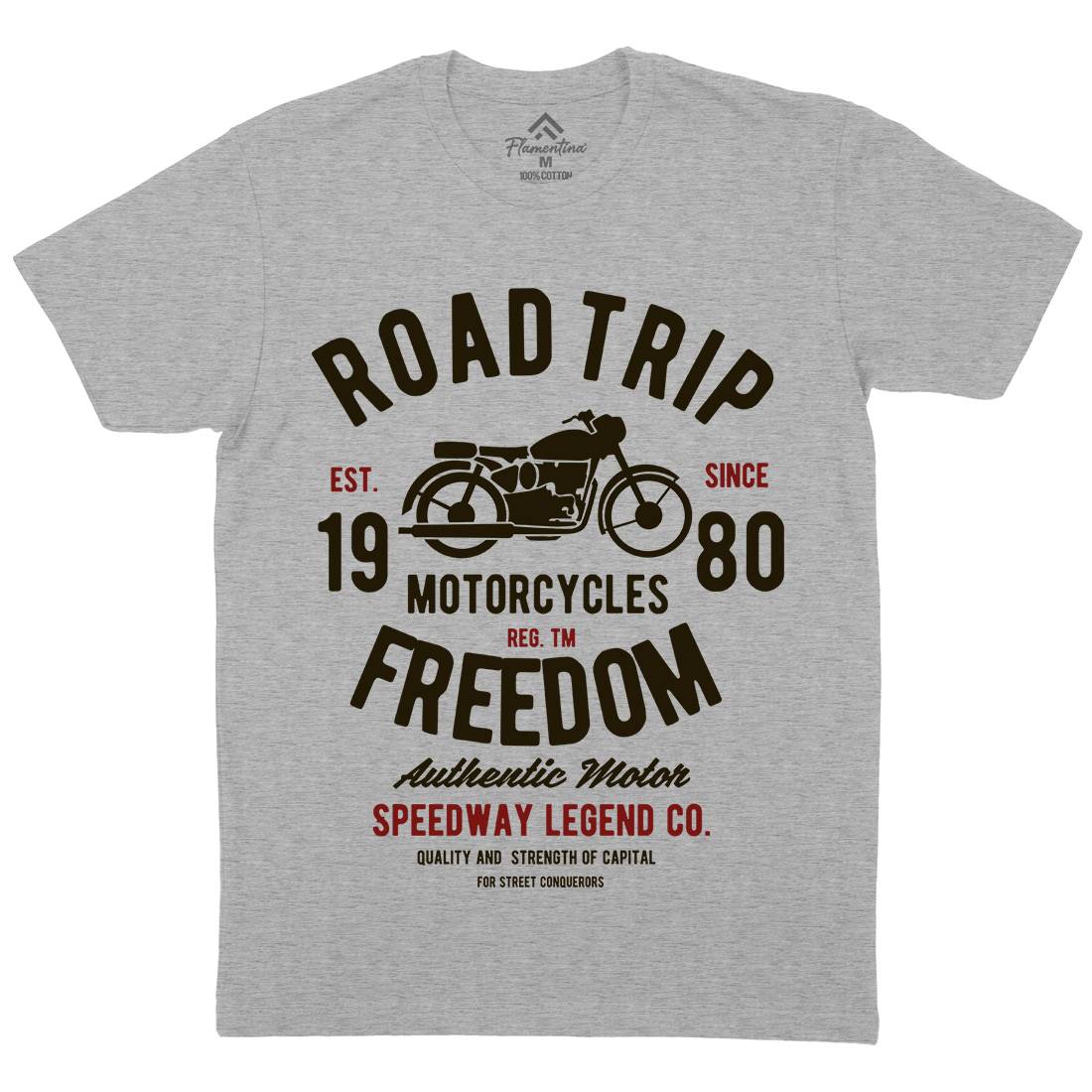 Road Trip Mens Organic Crew Neck T-Shirt Motorcycles B442