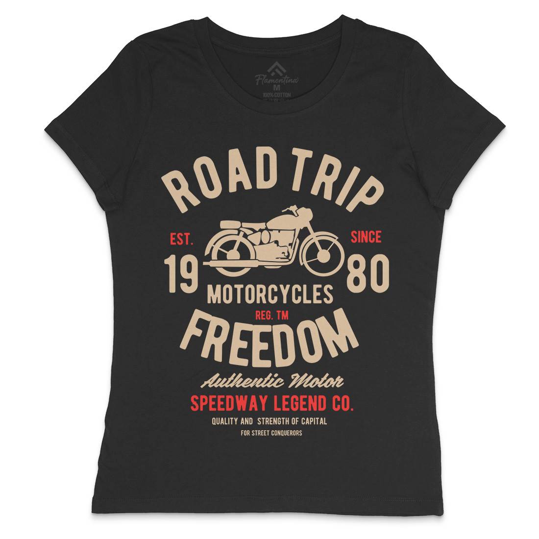 Road Trip Womens Crew Neck T-Shirt Motorcycles B442