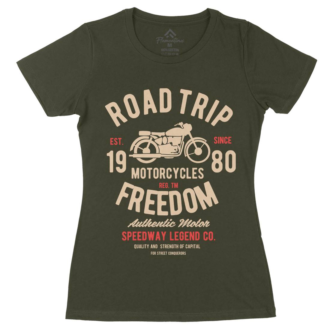Road Trip Womens Organic Crew Neck T-Shirt Motorcycles B442