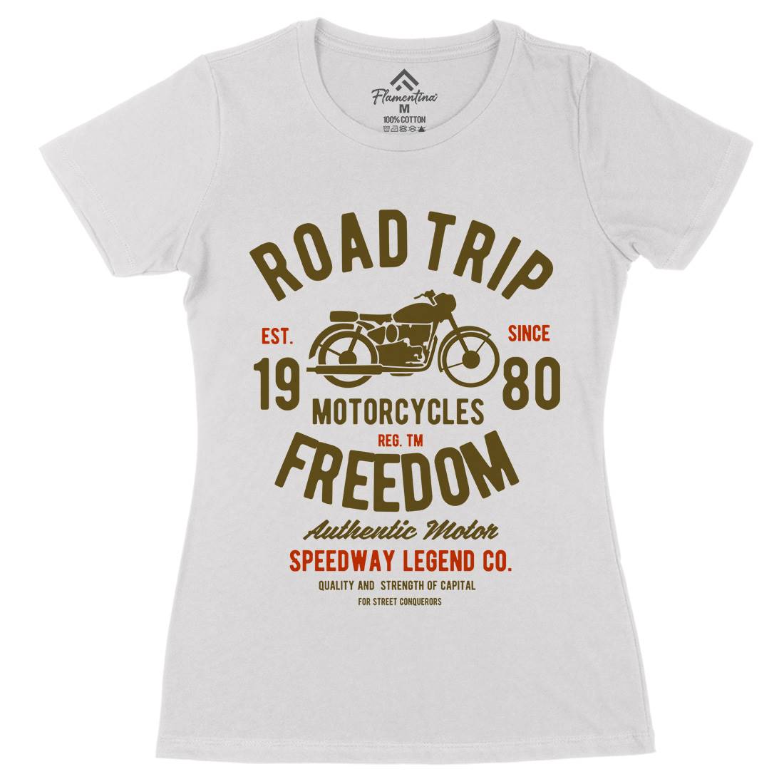 Road Trip Womens Organic Crew Neck T-Shirt Motorcycles B442
