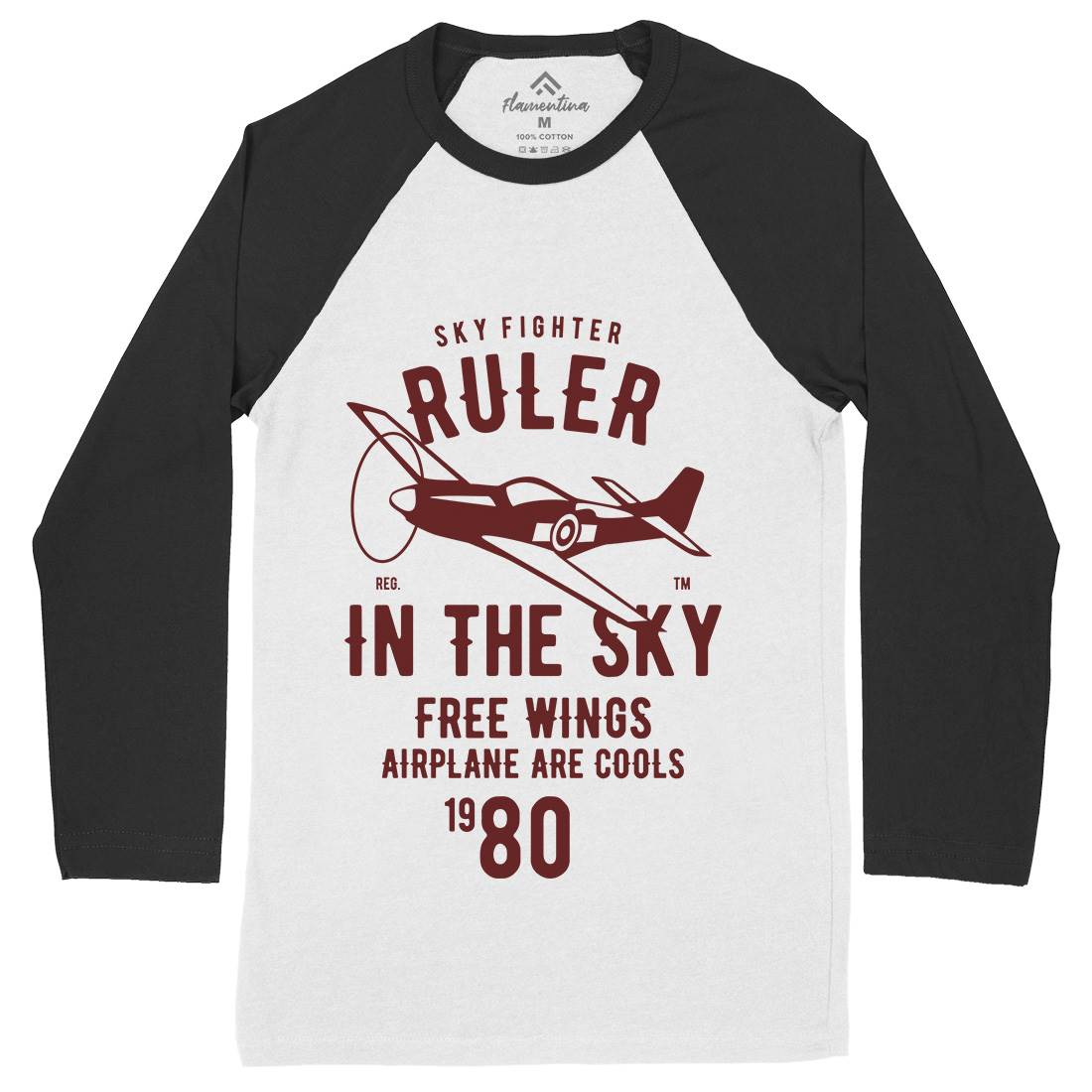 Ruler In The Sky Mens Long Sleeve Baseball T-Shirt Vehicles B443