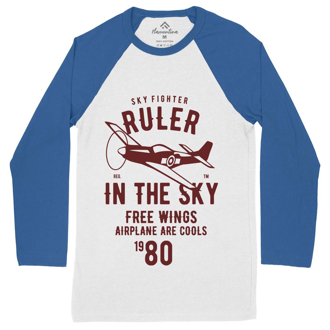 Ruler In The Sky Mens Long Sleeve Baseball T-Shirt Vehicles B443