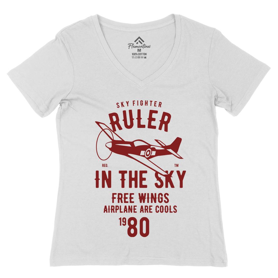 Ruler In The Sky Womens Organic V-Neck T-Shirt Vehicles B443