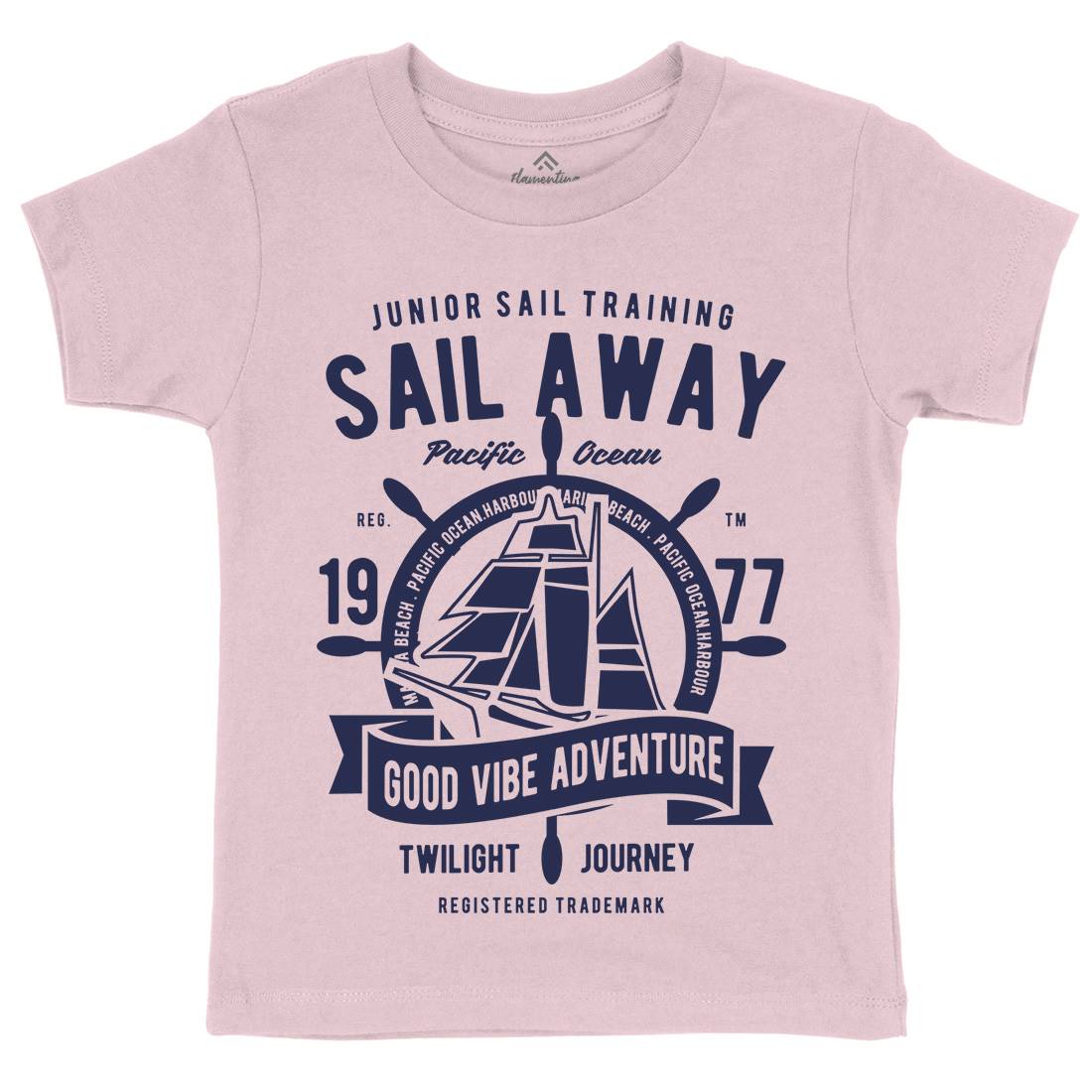 Sail Away Kids Organic Crew Neck T-Shirt Navy B444