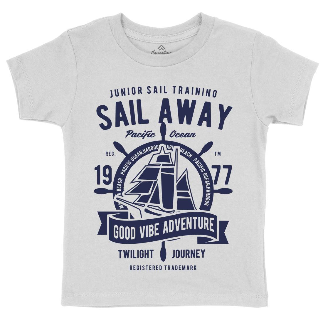 Sail Away Kids Organic Crew Neck T-Shirt Navy B444