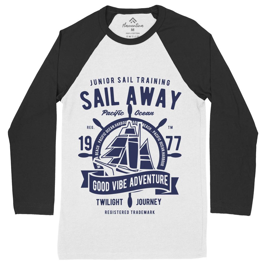 Sail Away Mens Long Sleeve Baseball T-Shirt Navy B444