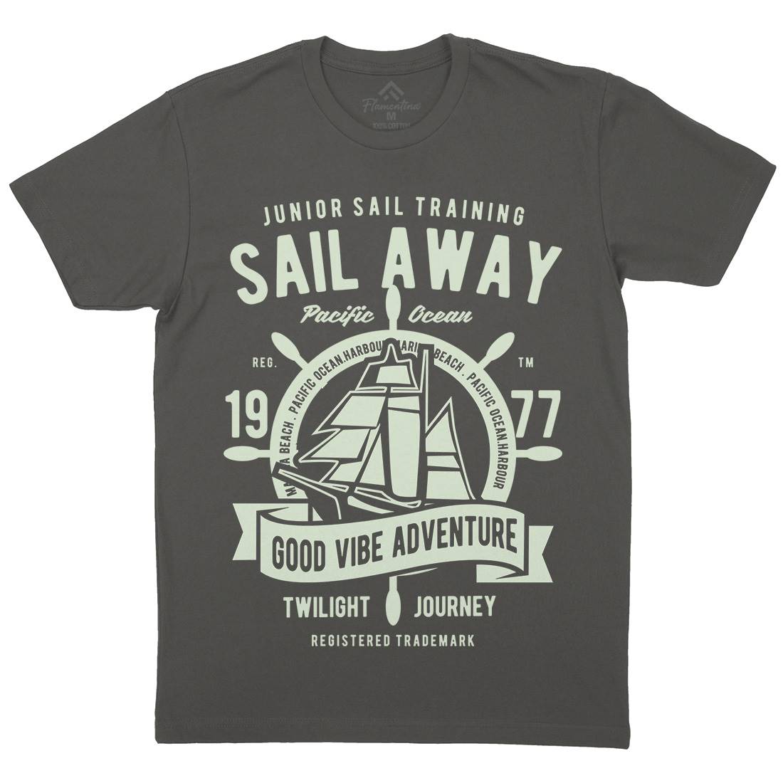 Sail Away Mens Organic Crew Neck T-Shirt Navy B444