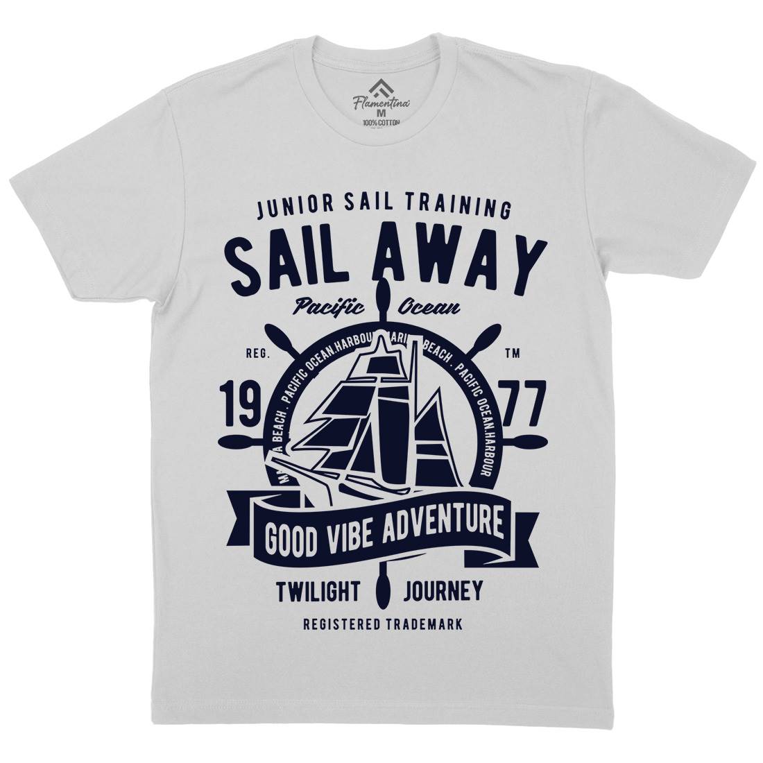 Sail Away Mens Crew Neck T-Shirt Navy B444
