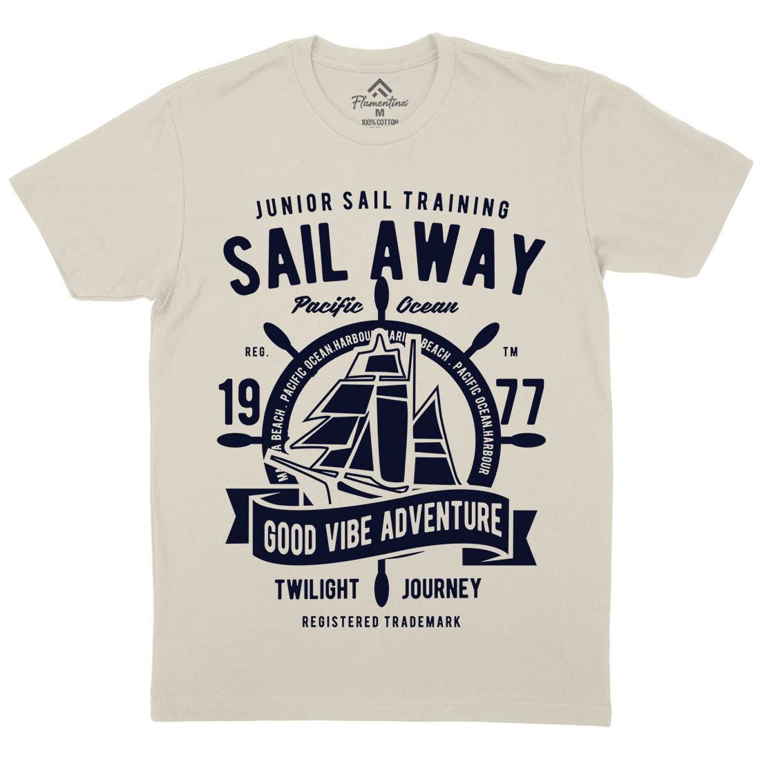 Sail Away Mens Organic Crew Neck T-Shirt Navy B444