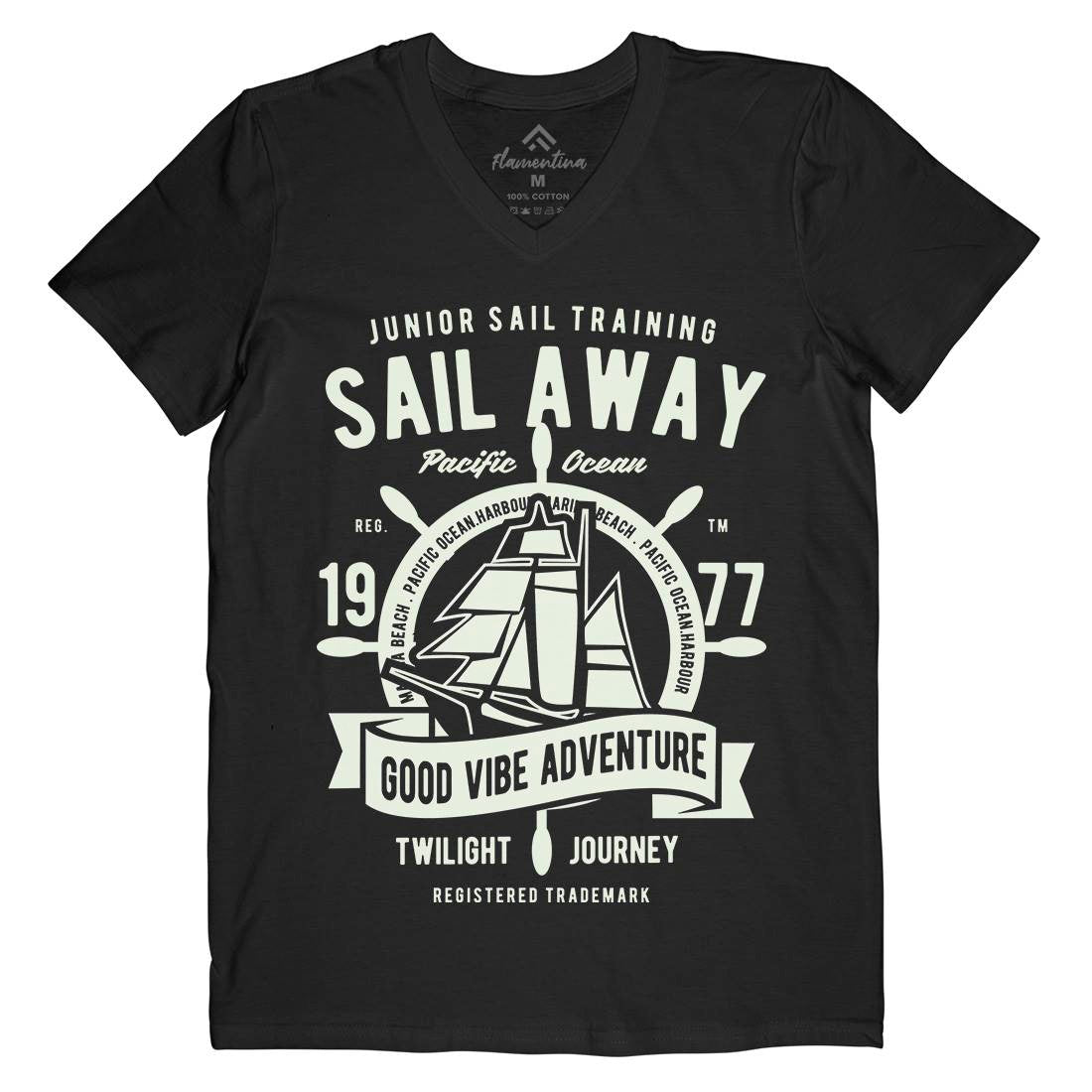 Sail Away Mens V-Neck T-Shirt Navy B444