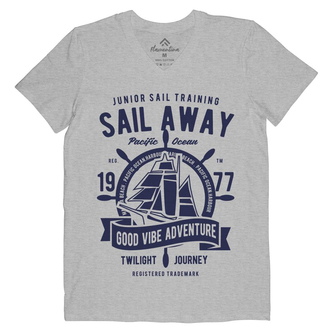 Sail Away Mens V-Neck T-Shirt Navy B444