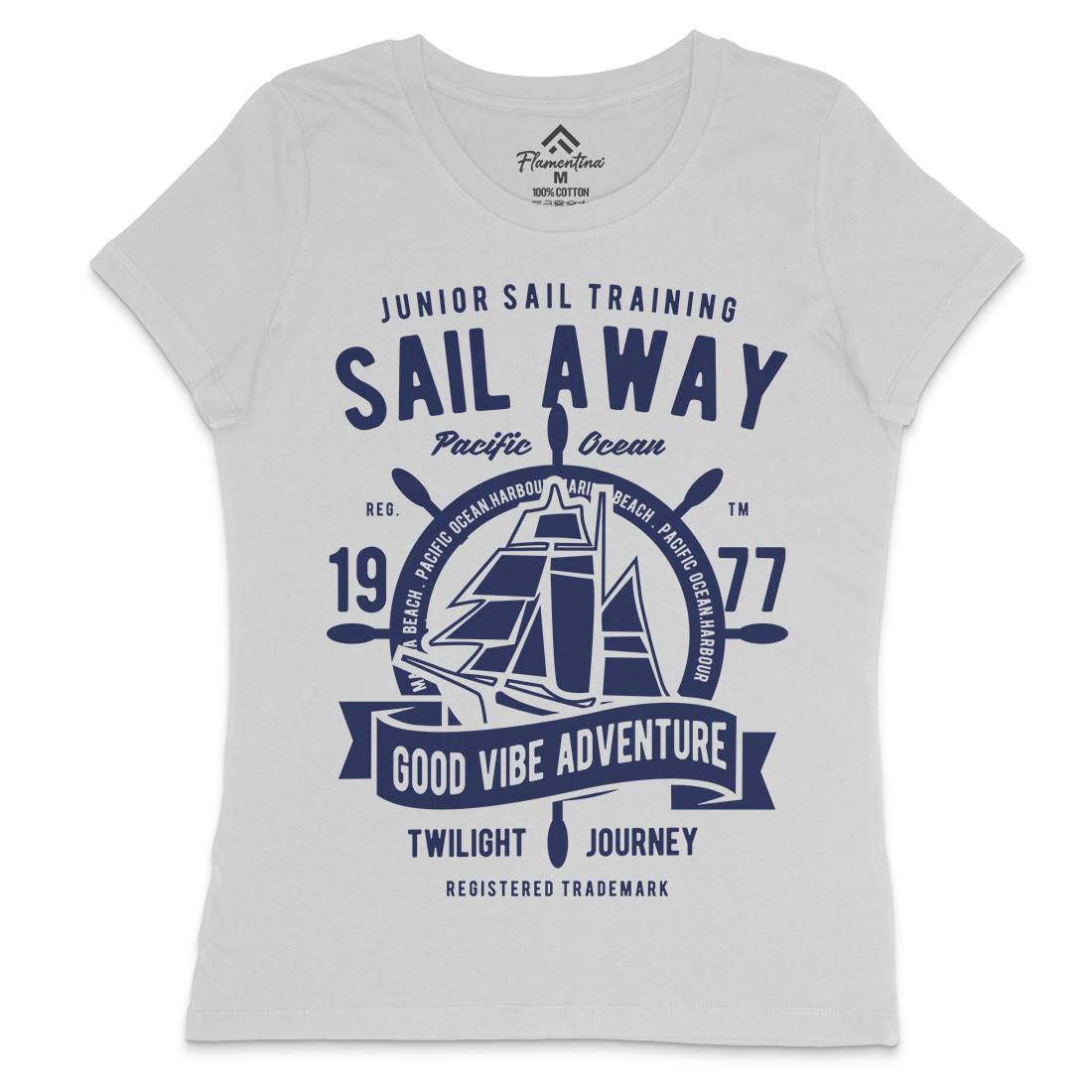 Sail Away Womens Crew Neck T-Shirt Navy B444