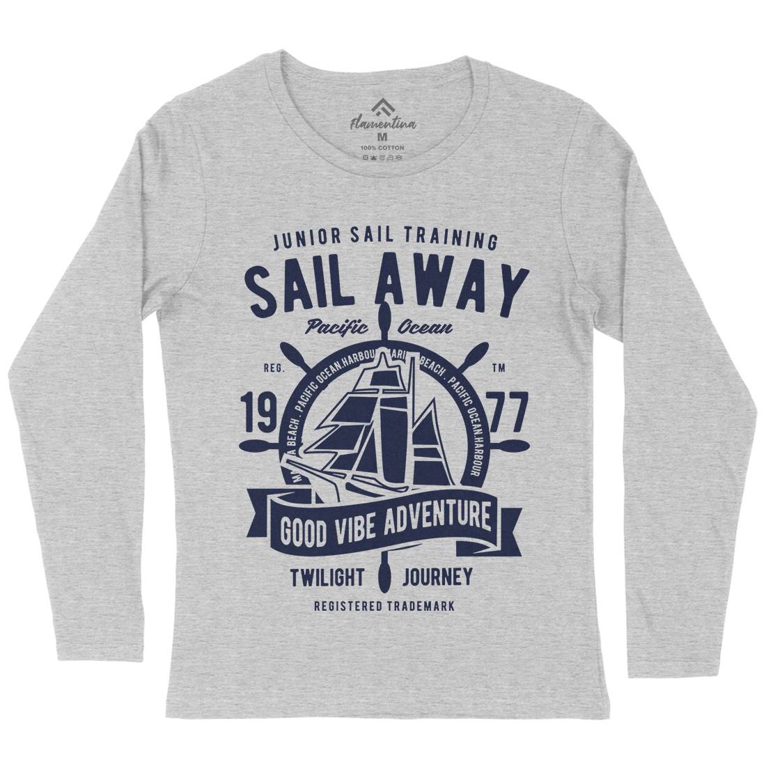 Sail Away Womens Long Sleeve T-Shirt Navy B444
