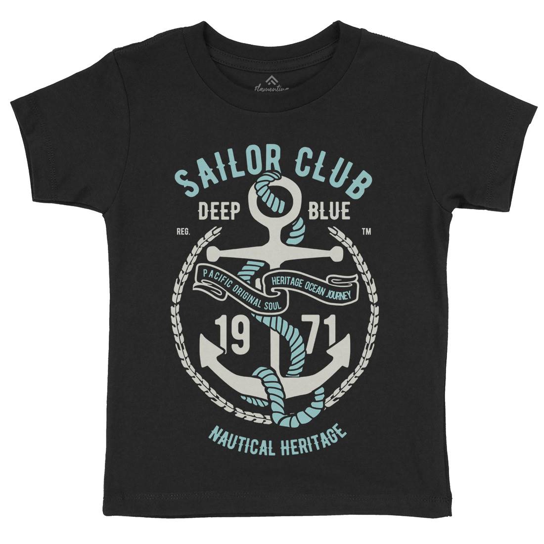Sailor Club Kids Crew Neck T-Shirt Navy B445
