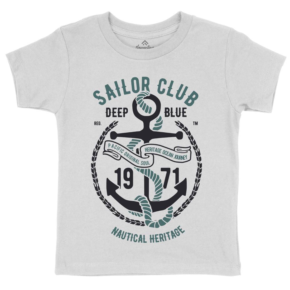 Sailor Club Kids Organic Crew Neck T-Shirt Navy B445