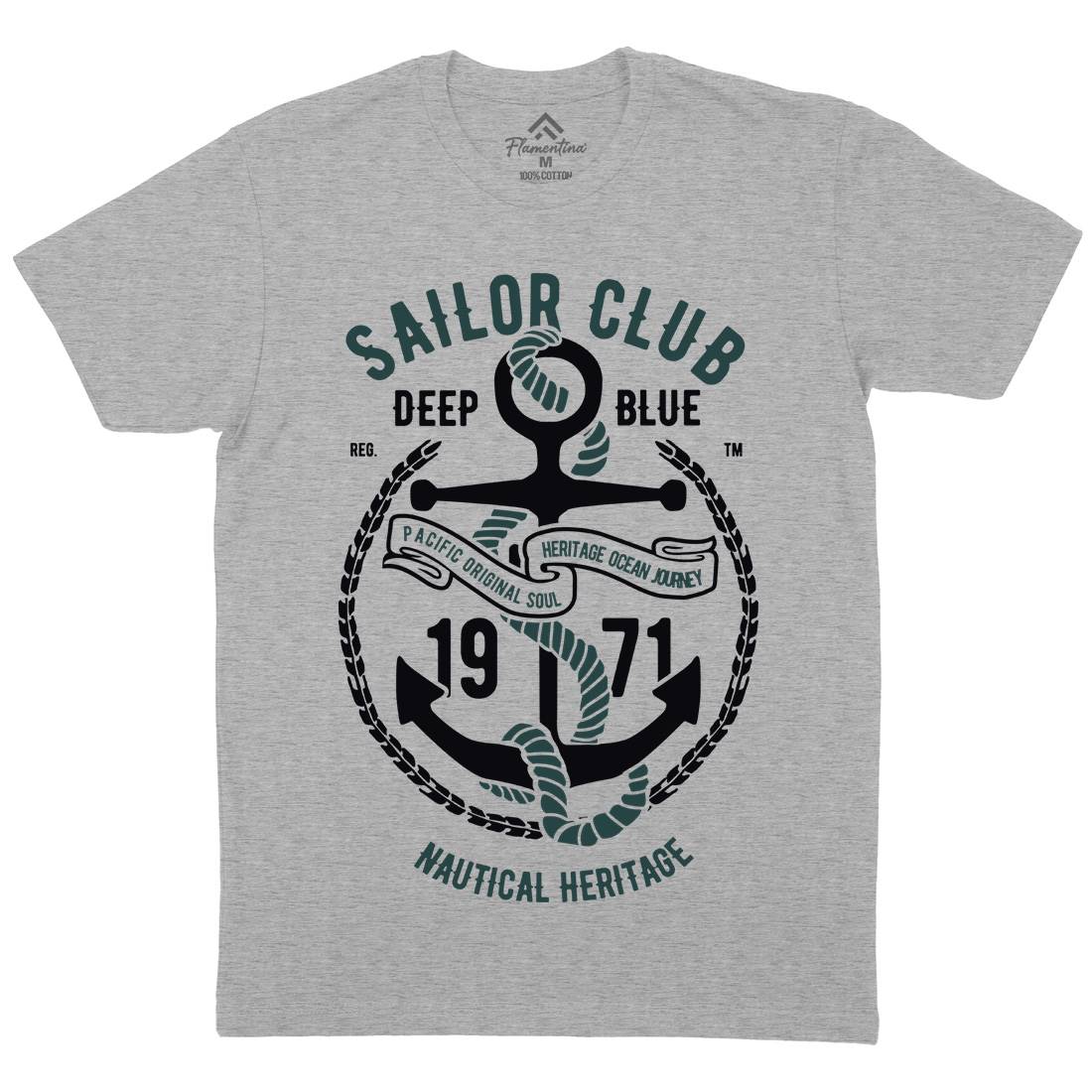 Sailor Club Mens Organic Crew Neck T-Shirt Navy B445