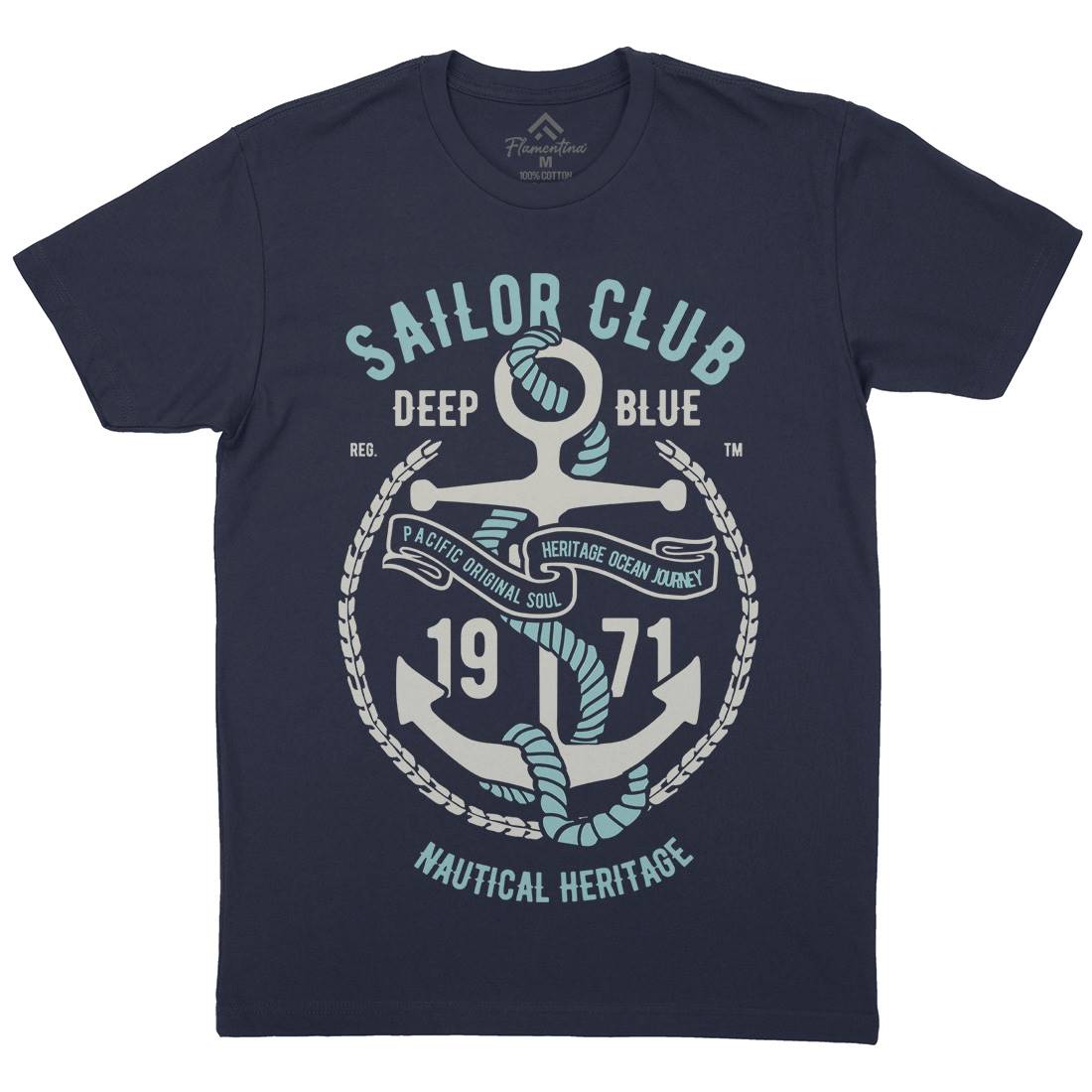 Sailor Club Mens Organic Crew Neck T-Shirt Navy B445