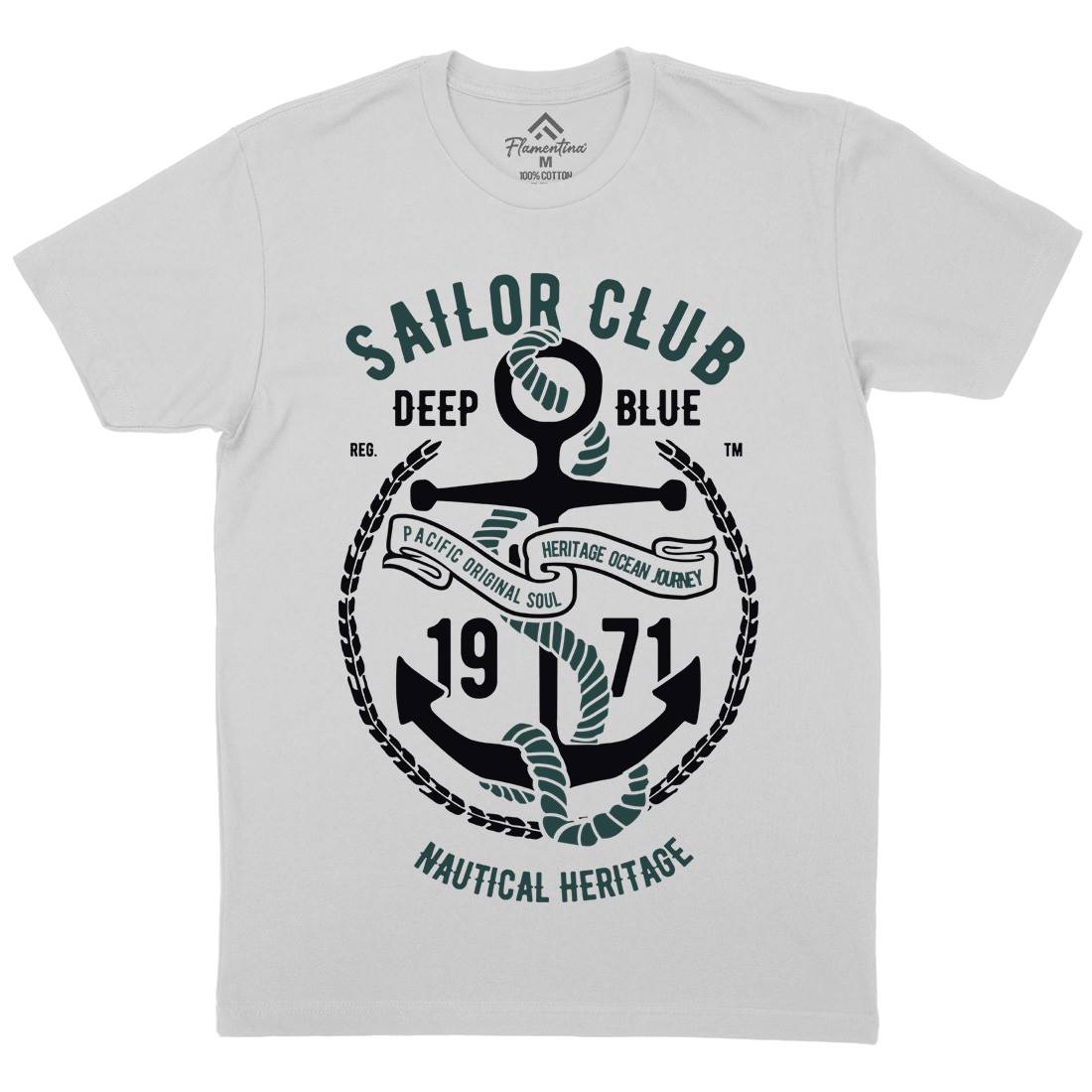 Sailor Club Mens Crew Neck T-Shirt Navy B445