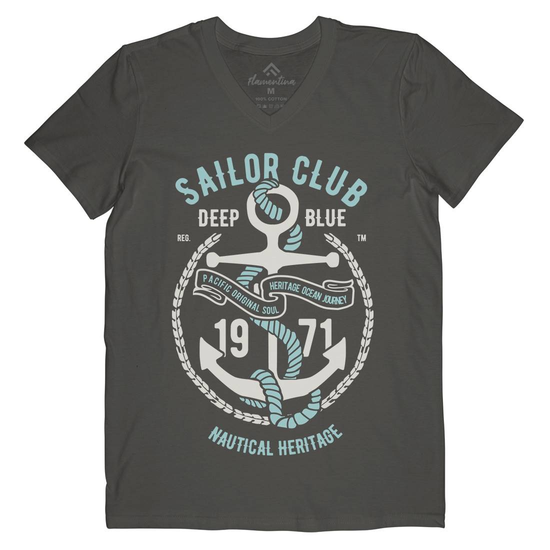 Sailor Club Mens V-Neck T-Shirt Navy B445