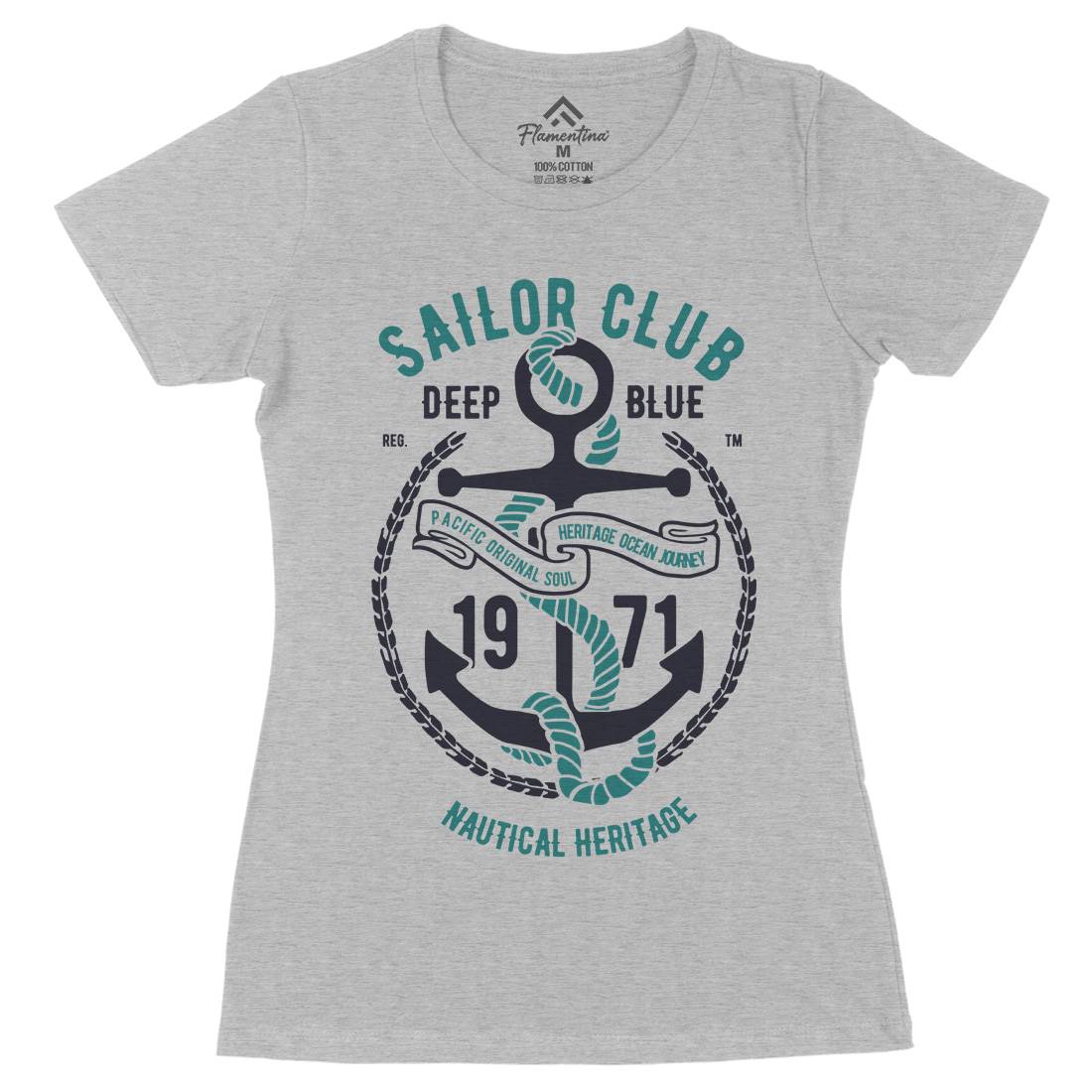 Sailor Club Womens Organic Crew Neck T-Shirt Navy B445