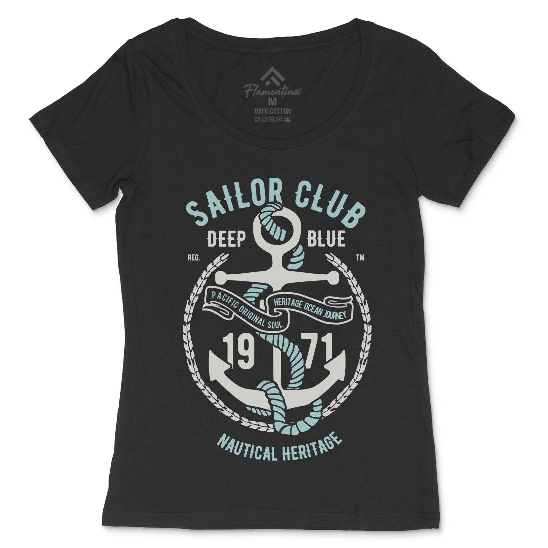 Sailor Club Womens Scoop Neck T-Shirt Navy B445