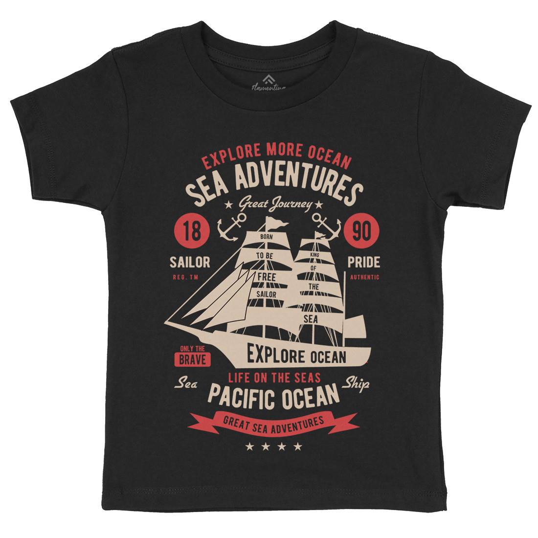 Sea Adventures Kids Organic Crew Neck T-Shirt Navy B446